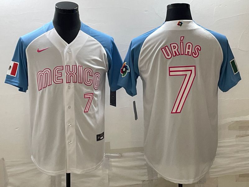 Men 2023 World Cub Mexico #7 Urias White blue Nike MLB Jersey10->more jerseys->MLB Jersey